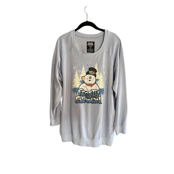 Frosty the snowman women’s plus size blue sweatshirt, size 2X - Picture 2 of 4